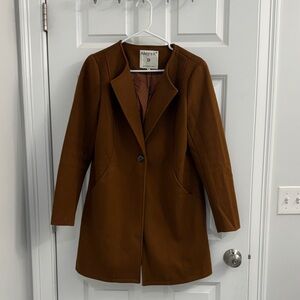Allegra K Women's Chestnut Brown Single-Button Pea Coat